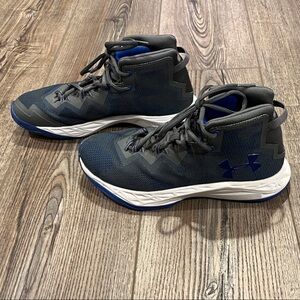Under Armour Blue and Gray High-Top Basketball Sneakers